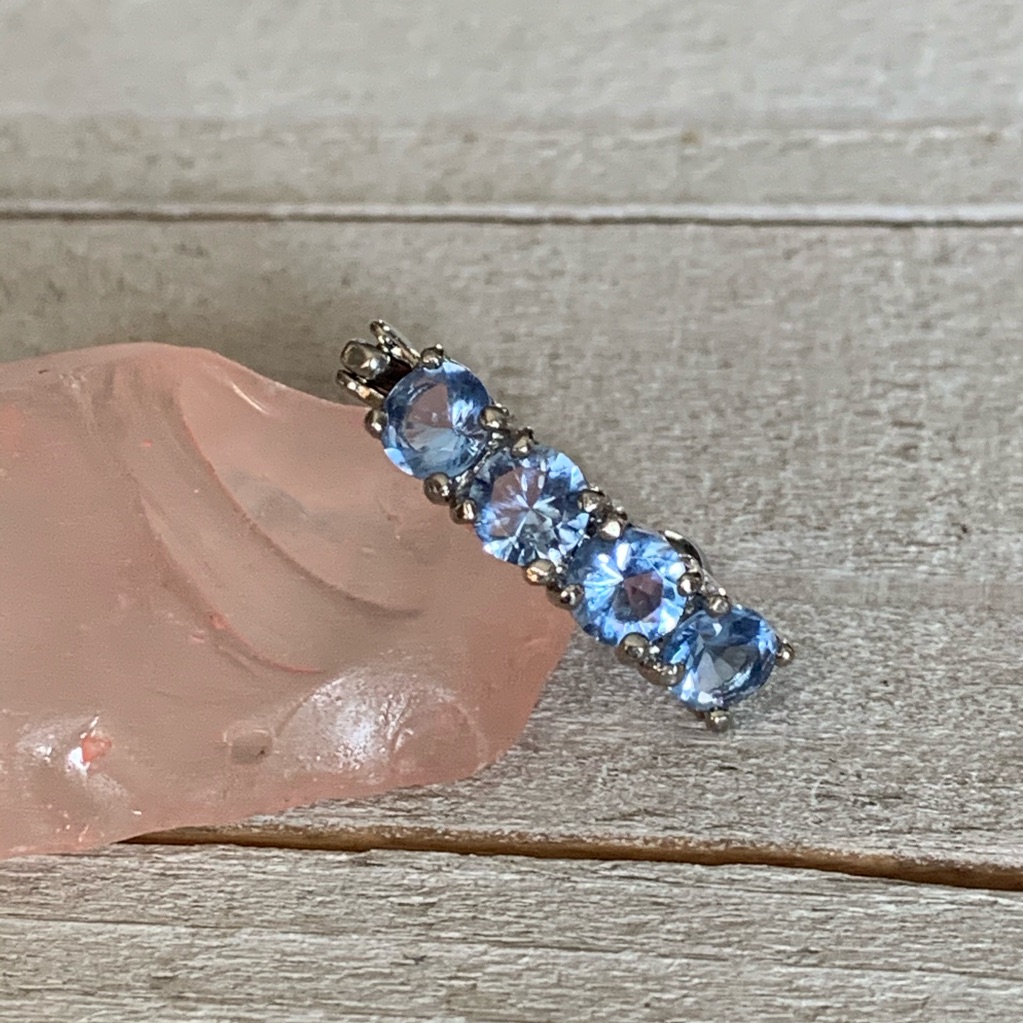 Blue Quad Gem Reverse Dangle 16 G Navel Ring New Belly Button Ring